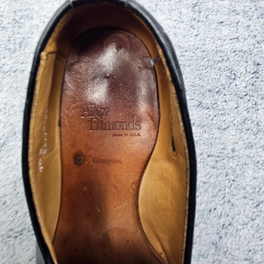 Vintage Allen Edmonds Grayson Calfskin Leather Loafers Mens 7.5D Black Shoes USA